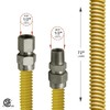 Flextron Gas Line Hose 3/8'' O.D.x72'' Len 1/2" FIPxMIP Fittings Yellow Coated Stainless Steel Flexible FTGC-YC14-72C